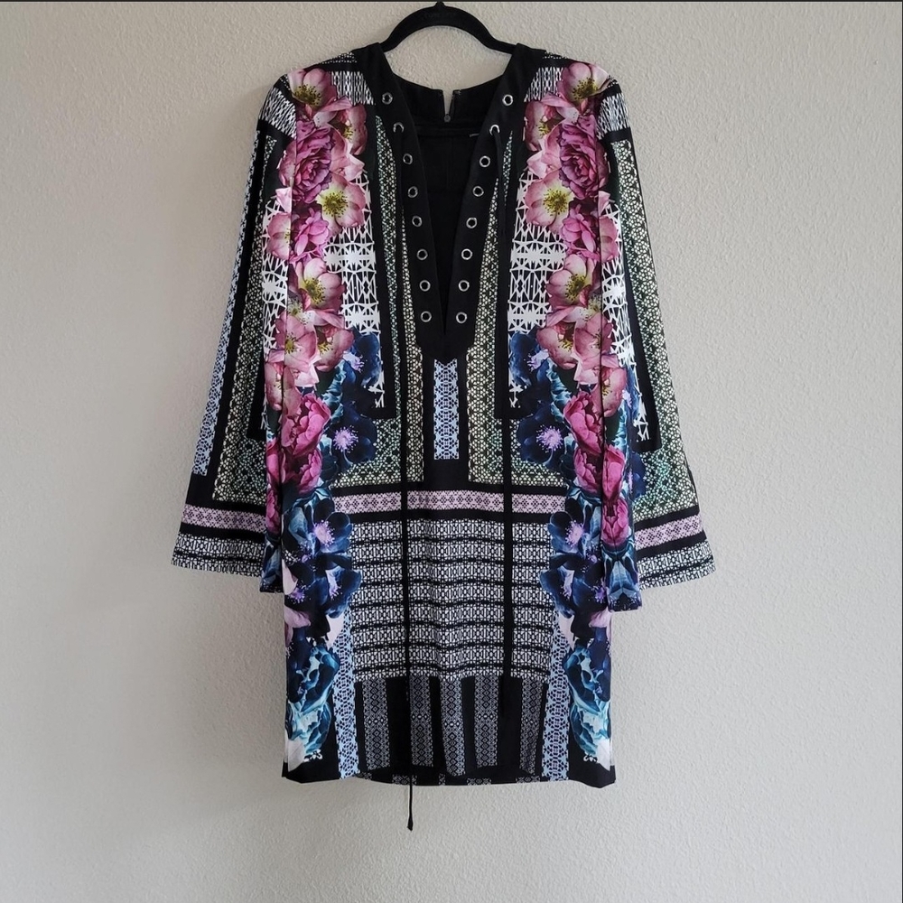 ANTONIO MELANI Floral Black Midi Dress